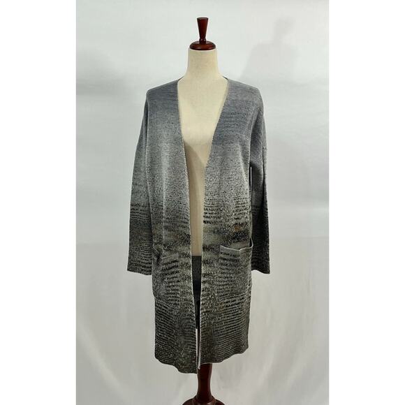 MISSONI Sz 40 Gray Knit Reversible Open Front Cardigan Sweater Duster - Picture 9 of 16